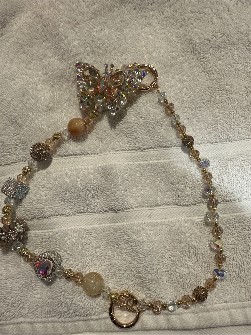 Gold-Tone Crystal Butterfly Necklace - Sparkling Pink/Gold Accent
